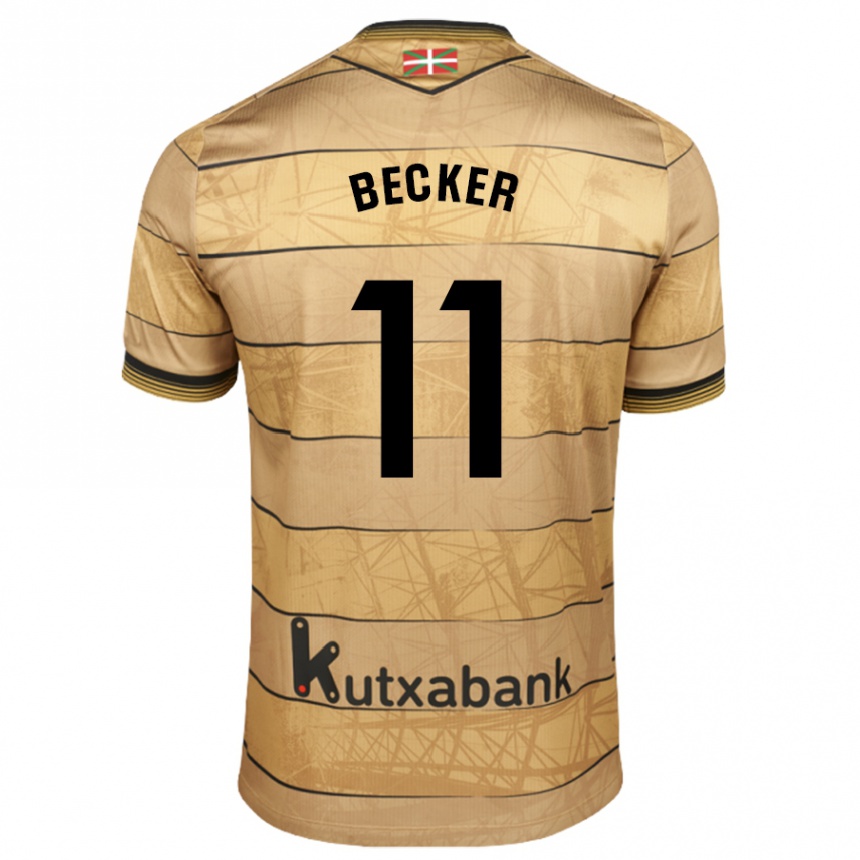 Niño Fútbol Camiseta Sheraldo Becker #11 Marrón 2ª Equipación 2024/25 México