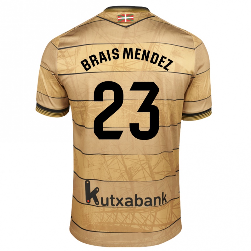 Niño Fútbol Camiseta Brais Méndez #23 Marrón 2ª Equipación 2024/25 México