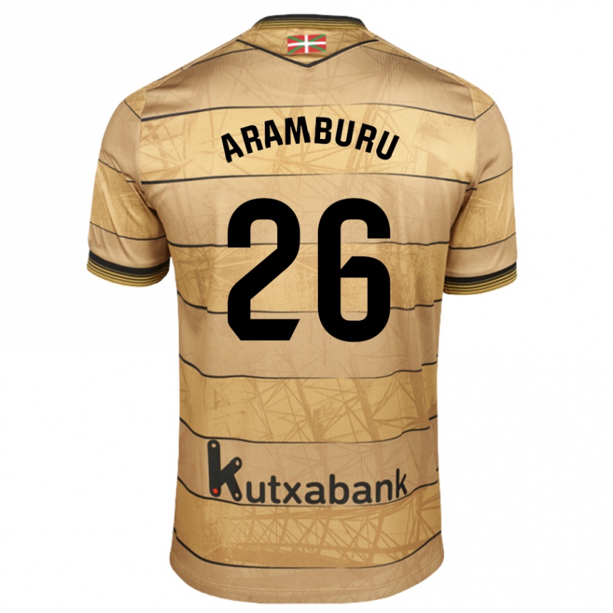 Niño Fútbol Camiseta Jon Aramburu #26 Marrón 2ª Equipación 2024/25 México