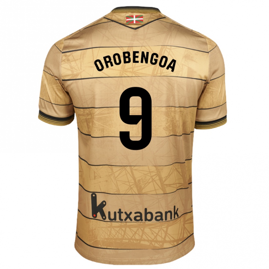 Niño Fútbol Camiseta Ekain Orobengoa #9 Marrón 2ª Equipación 2024/25 México