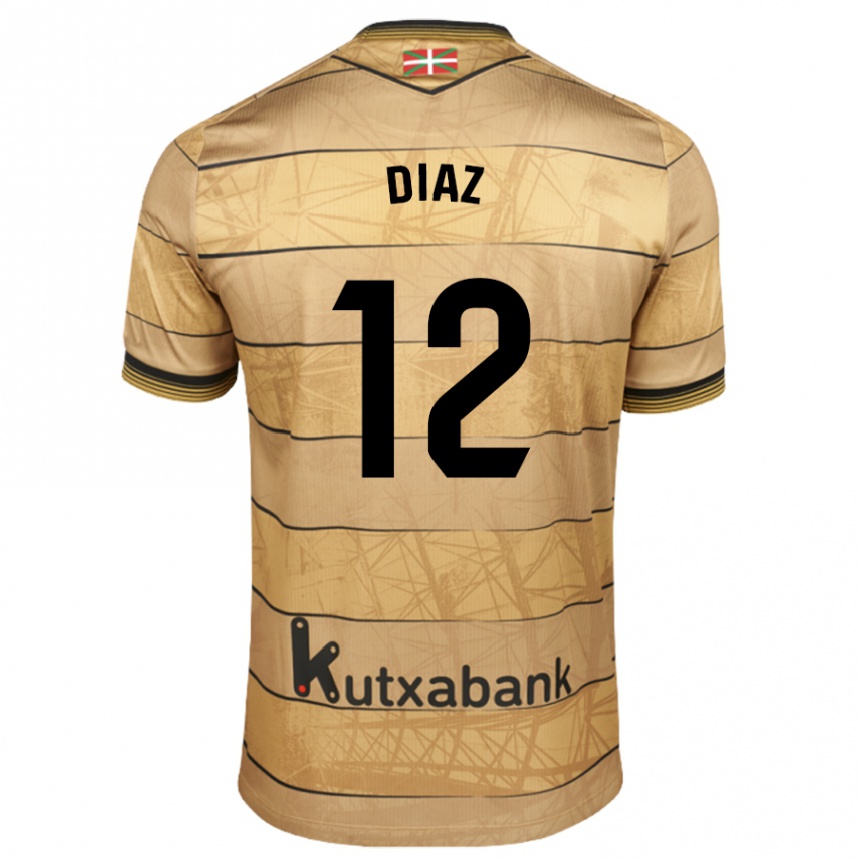 Niño Fútbol Camiseta Ekain Díaz #12 Marrón 2ª Equipación 2024/25 México