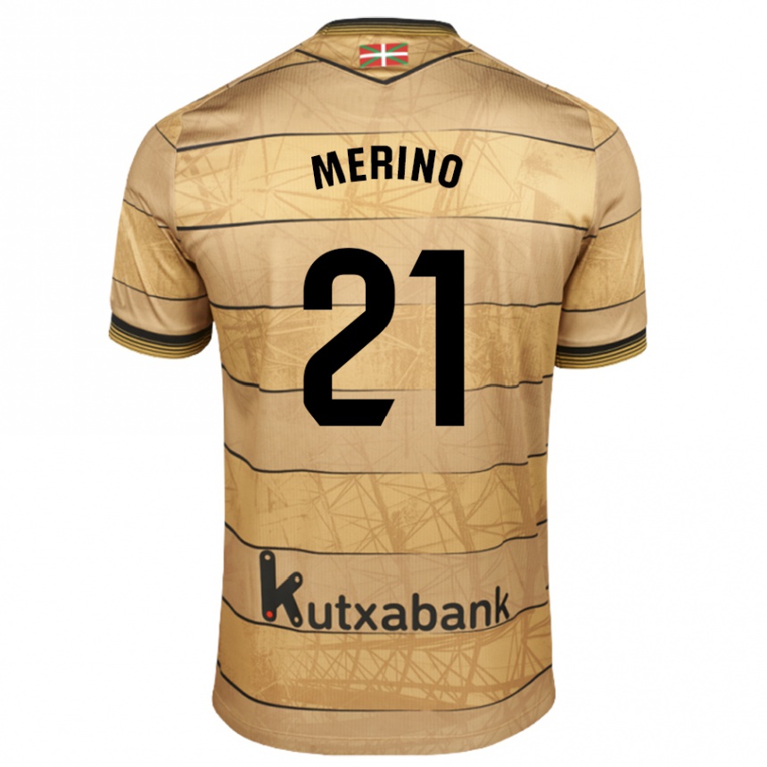 Niño Fútbol Camiseta Jon Merino #21 Marrón 2ª Equipación 2024/25 México