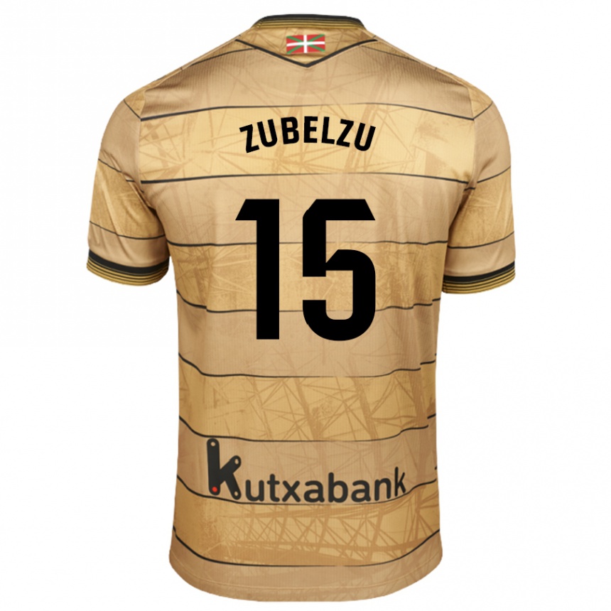 Niño Fútbol Camiseta Julen Zubelzu #15 Marrón 2ª Equipación 2024/25 México