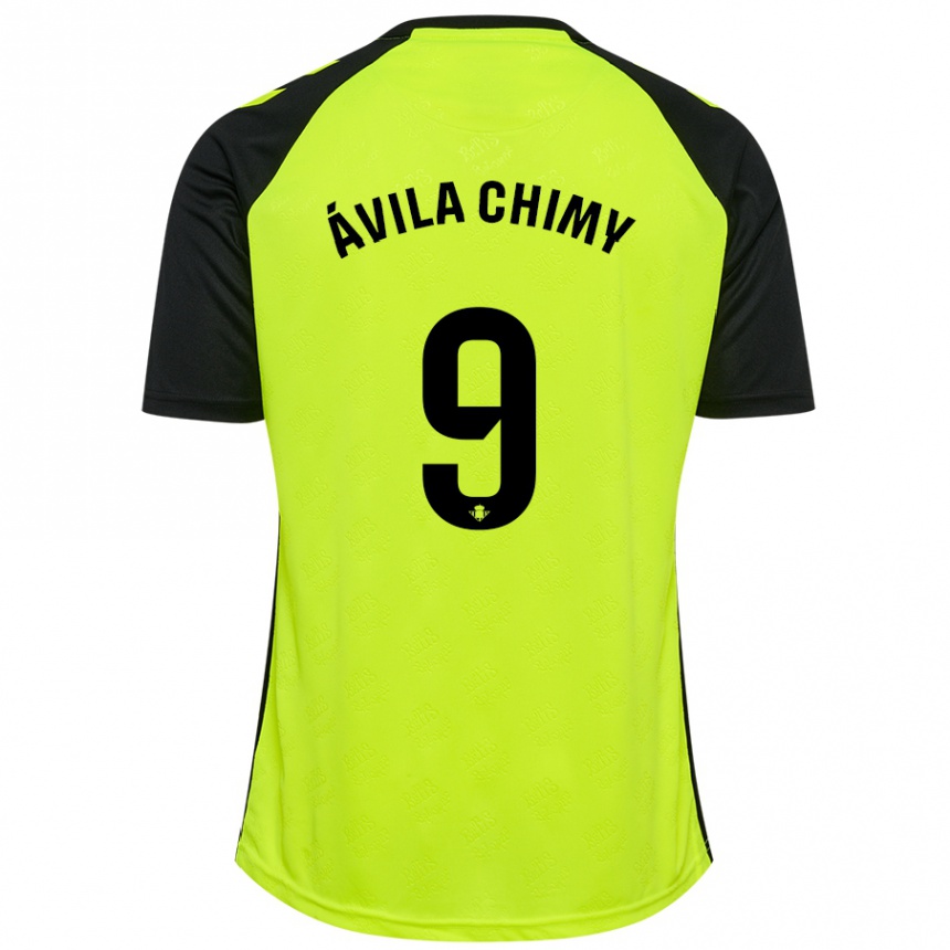 Niño Fútbol Camiseta Chimy Ávila #9 Amarillo Fluorescente Negro 2ª Equipación 2024/25 México