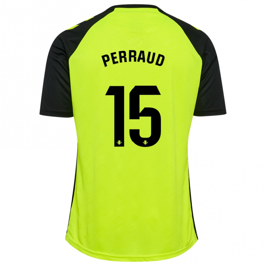 Niño Fútbol Camiseta Romain Perraud #15 Amarillo Fluorescente Negro 2ª Equipación 2024/25 México