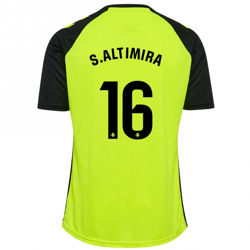 Niño Fútbol Camiseta Sergi Altimira #16 Amarillo Fluorescente Negro 2ª Equipación 2024/25 México