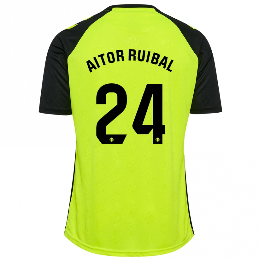 Niño Fútbol Camiseta Aitor Ruibal #24 Amarillo Fluorescente Negro 2ª Equipación 2024/25 México