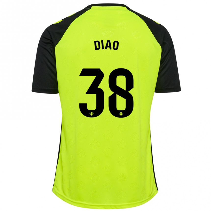 Niño Fútbol Camiseta Assane Diao #38 Amarillo Fluorescente Negro 2ª Equipación 2024/25 México