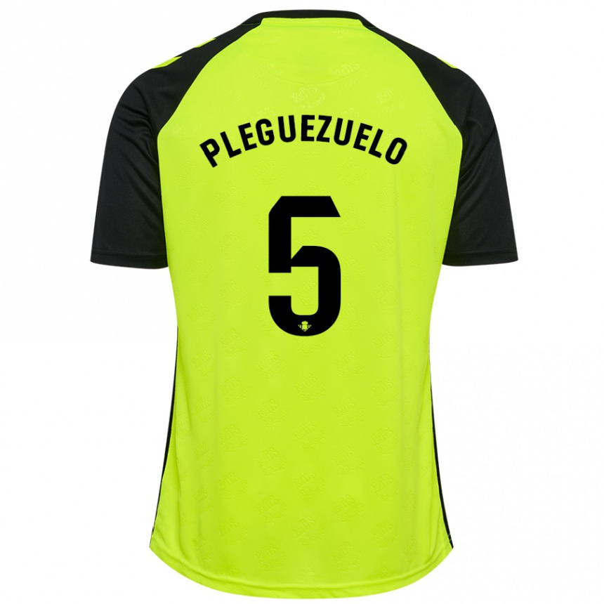 Niño Fútbol Camiseta Xavi Pleguezuelo #5 Amarillo Fluorescente Negro 2ª Equipación 2024/25 México