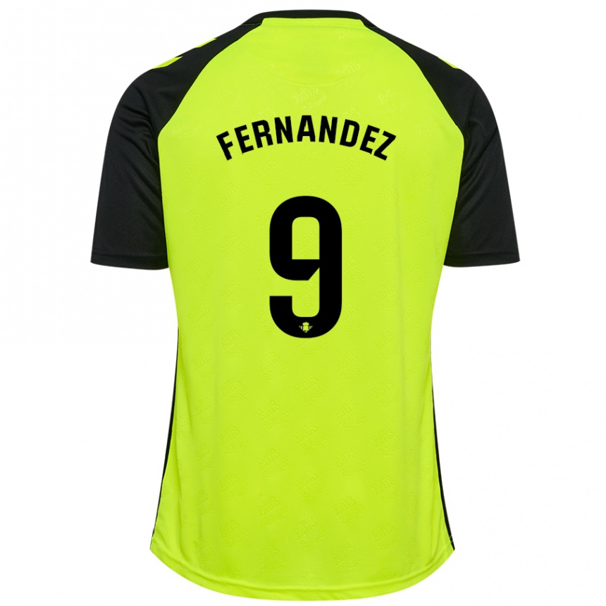 Niño Fútbol Camiseta Marcos Fernández #9 Amarillo Fluorescente Negro 2ª Equipación 2024/25 México