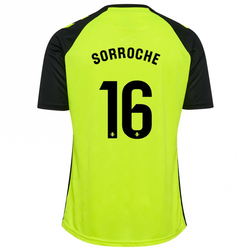 Niño Fútbol Camiseta Ginés Sorroche #16 Amarillo Fluorescente Negro 2ª Equipación 2024/25 México