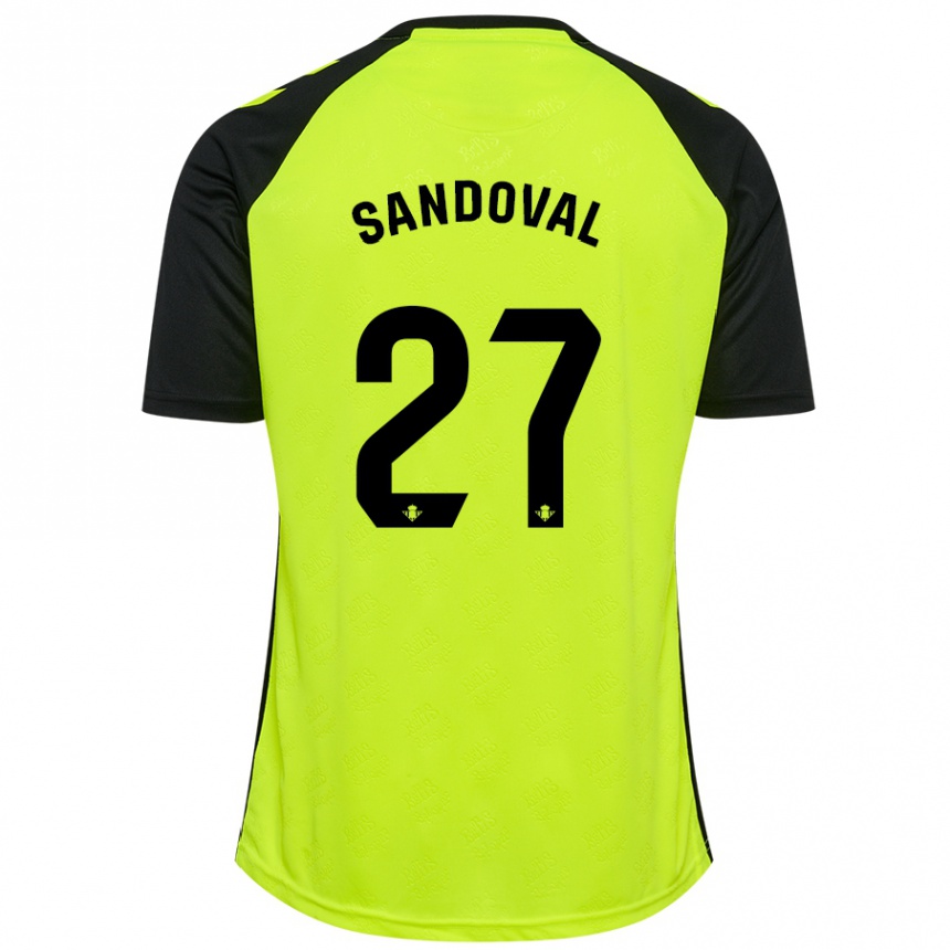 Niño Fútbol Camiseta Keimer Sandoval #27 Amarillo Fluorescente Negro 2ª Equipación 2024/25 México