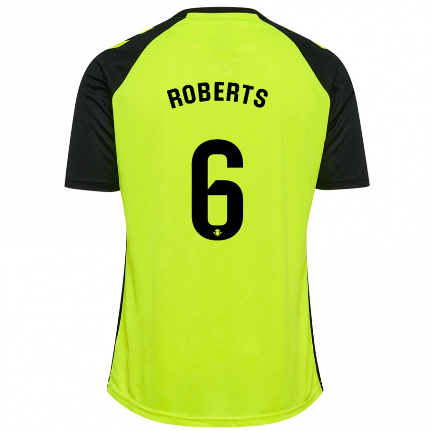 Niño Fútbol Camiseta Rhiannon Roberts #6 Amarillo Fluorescente Negro 2ª Equipación 2024/25 México