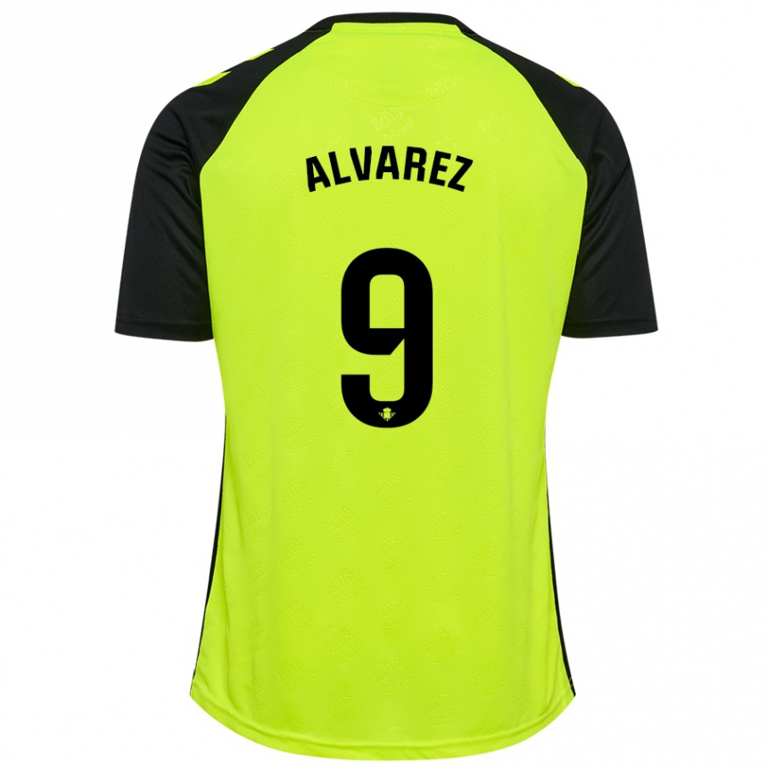 Niño Fútbol Camiseta Carmen Álvarez Sánchez #9 Amarillo Fluorescente Negro 2ª Equipación 2024/25 México