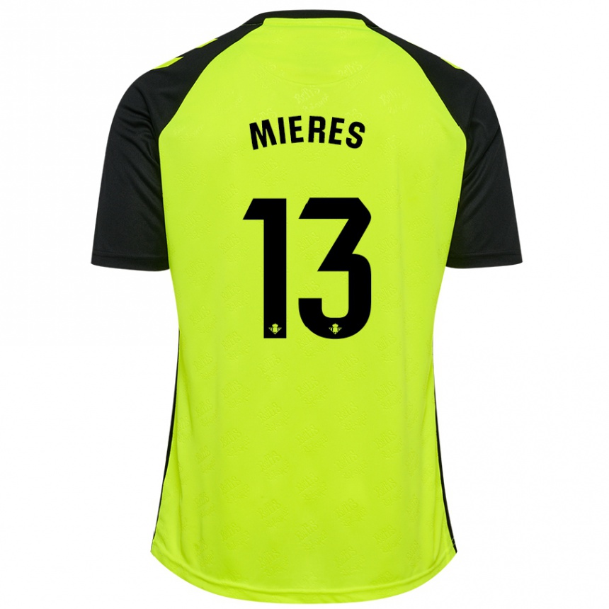 Niño Fútbol Camiseta Malena Mieres García #13 Amarillo Fluorescente Negro 2ª Equipación 2024/25 México