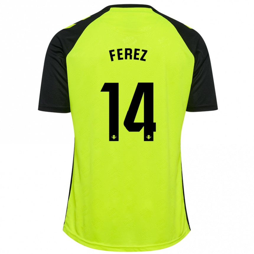 Niño Fútbol Camiseta Carolina Férez #14 Amarillo Fluorescente Negro 2ª Equipación 2024/25 México