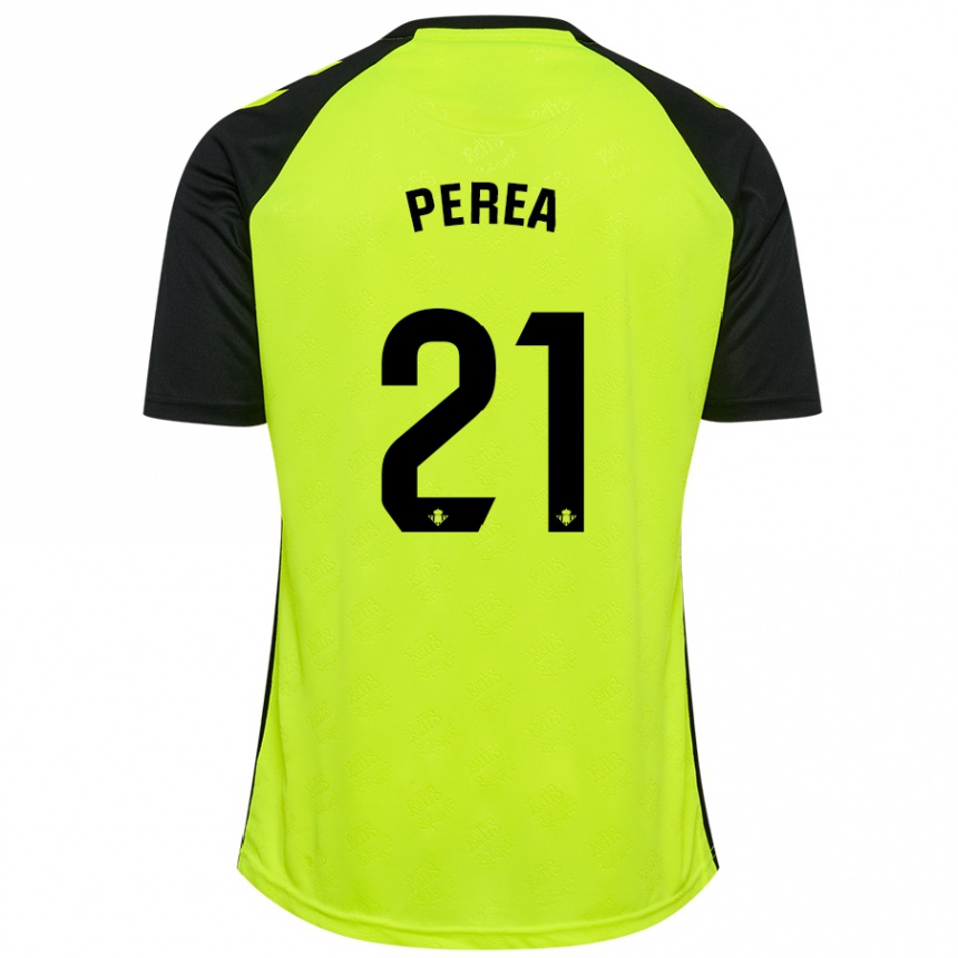 Niño Fútbol Camiseta Paula Perea #21 Amarillo Fluorescente Negro 2ª Equipación 2024/25 México