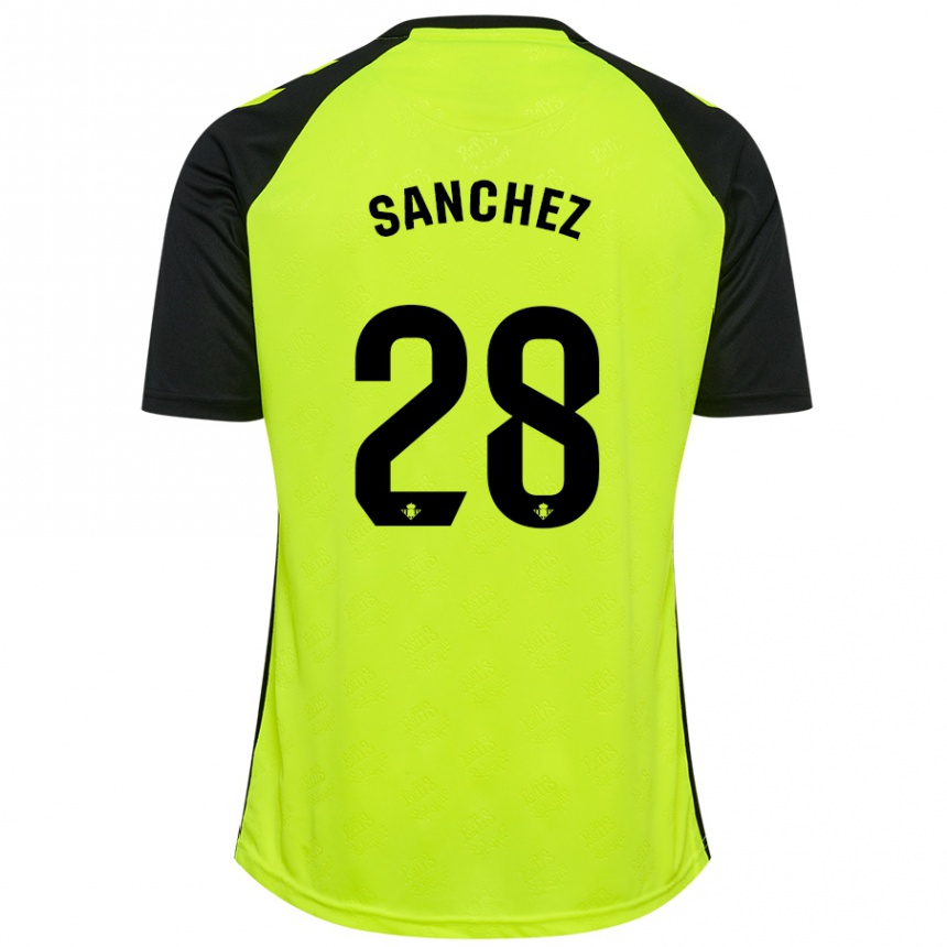 Niño Fútbol Camiseta Marina Sánchez #28 Amarillo Fluorescente Negro 2ª Equipación 2024/25 México