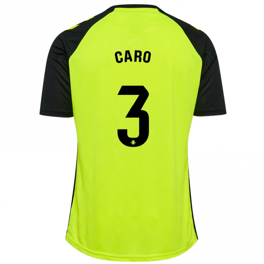 Niño Fútbol Camiseta Andrés Caro #3 Amarillo Fluorescente Negro 2ª Equipación 2024/25 México