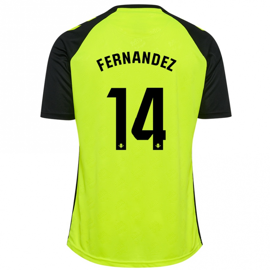 Niño Fútbol Camiseta Quique Fernández #14 Amarillo Fluorescente Negro 2ª Equipación 2024/25 México