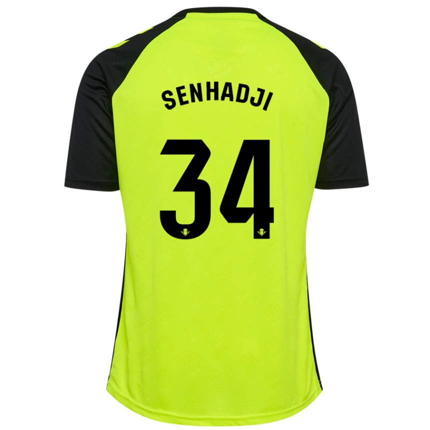 Niño Fútbol Camiseta Yanis Senhadji #34 Amarillo Fluorescente Negro 2ª Equipación 2024/25 México