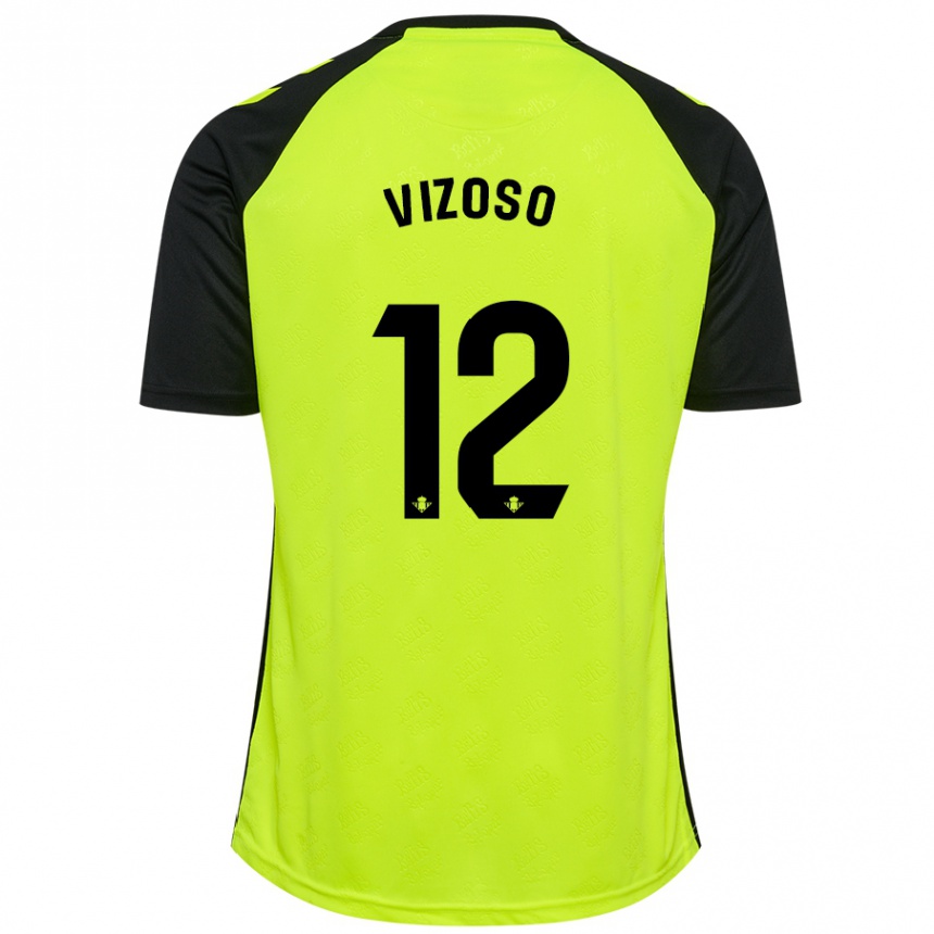 Niño Fútbol Camiseta Paula Vizoso Prieto #12 Amarillo Fluorescente Negro 2ª Equipación 2024/25 México