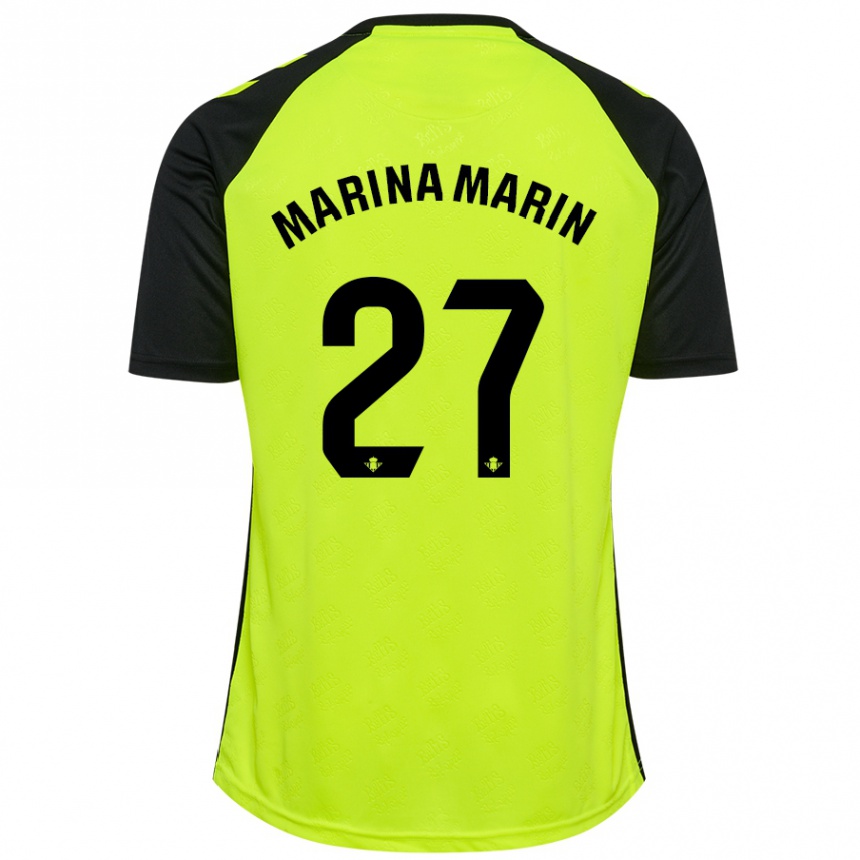 Niño Fútbol Camiseta Marina Marín #27 Amarillo Fluorescente Negro 2ª Equipación 2024/25 México