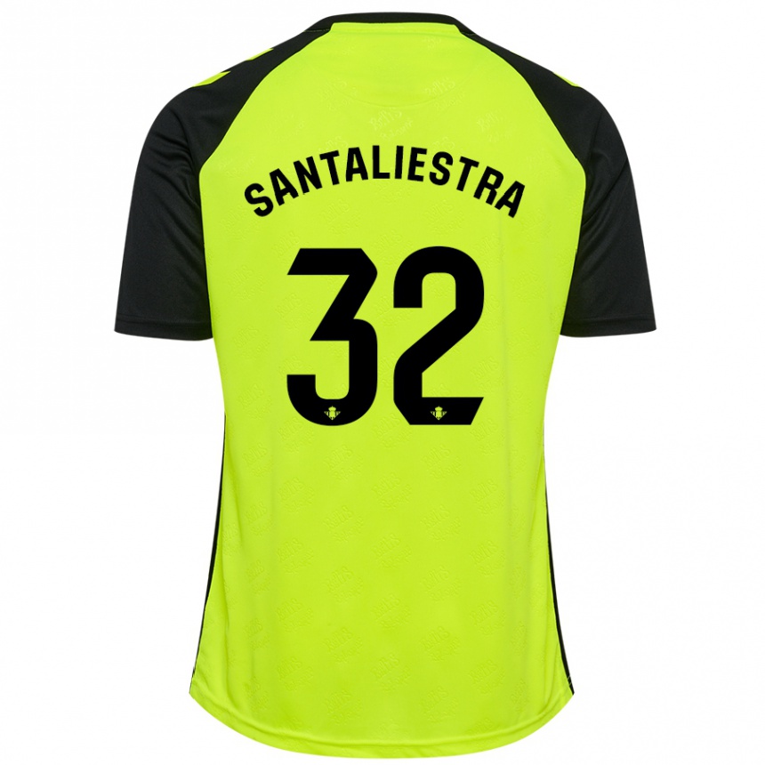 Niño Fútbol Camiseta Carla Santaliestra #32 Amarillo Fluorescente Negro 2ª Equipación 2024/25 México