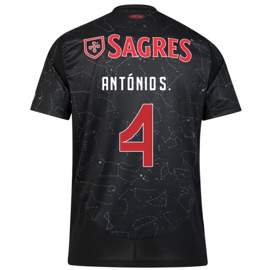 Niño Fútbol Camiseta António Silva #4 Negro Rojo 2ª Equipación 2024/25 México