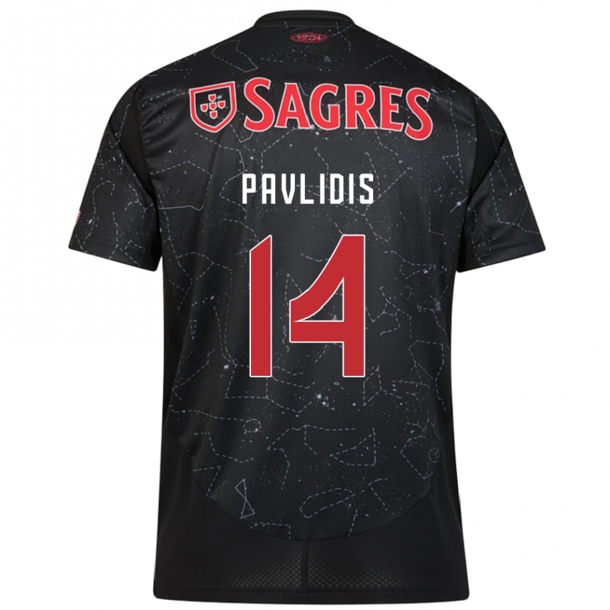 Niño Fútbol Camiseta Vangelis Pavlidis #14 Negro Rojo 2ª Equipación 2024/25 México