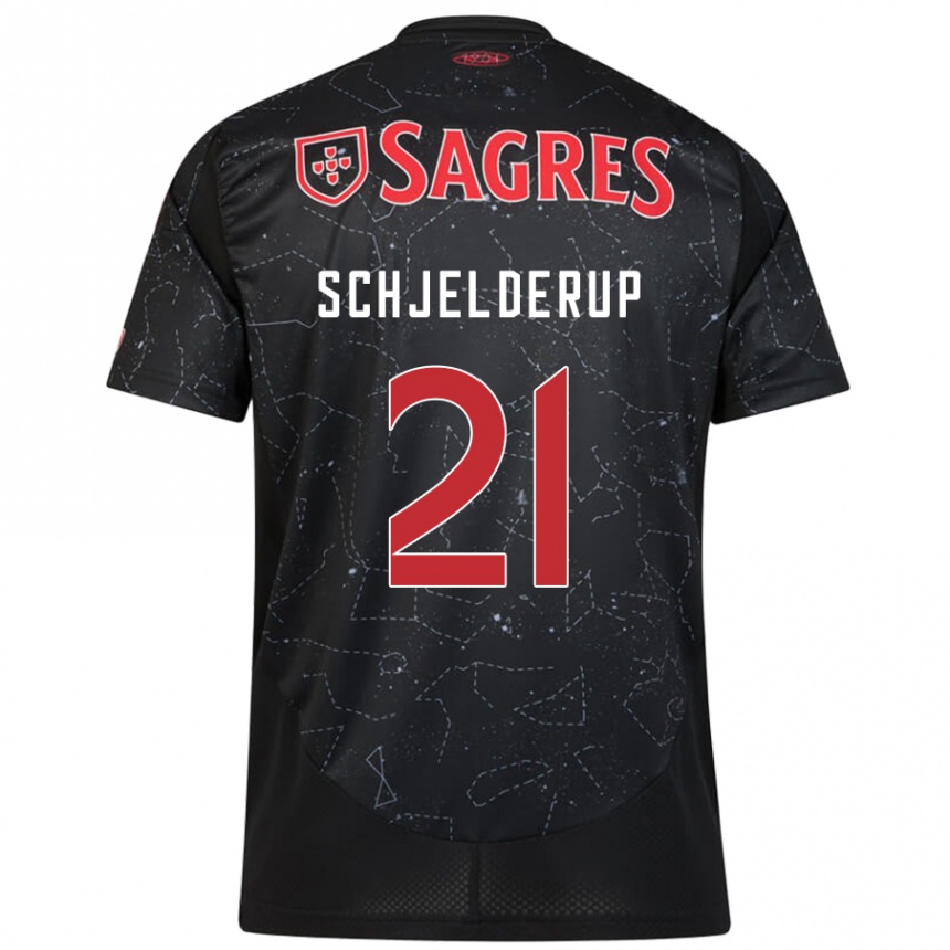 Niño Fútbol Camiseta Andreas Schjelderup #21 Negro Rojo 2ª Equipación 2024/25 México