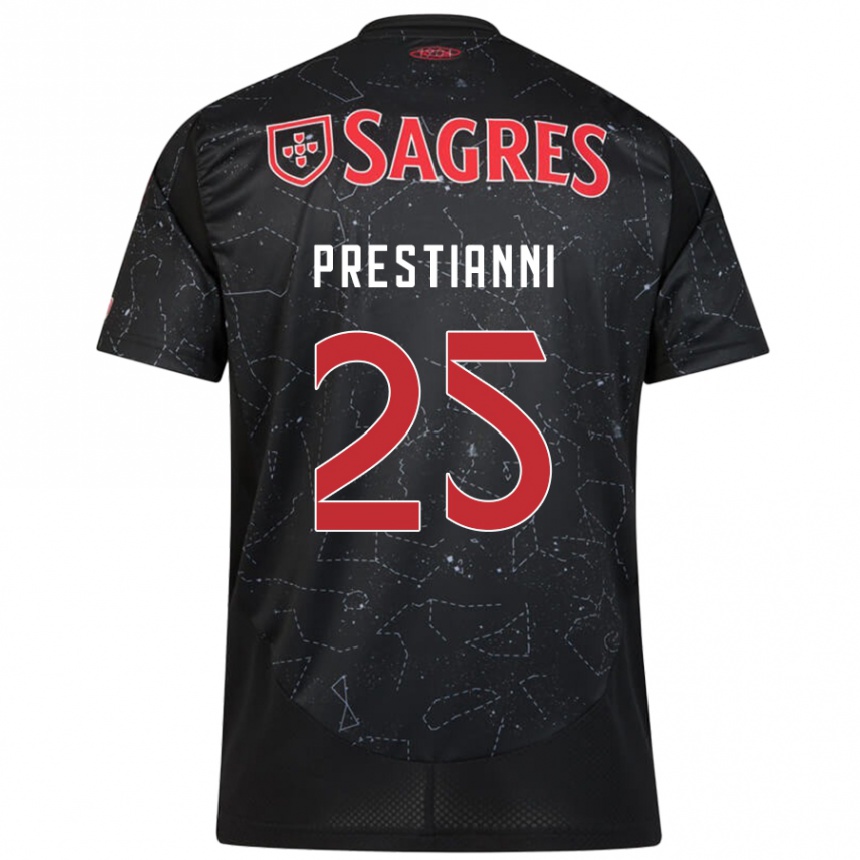 Niño Fútbol Camiseta Gianluca Prestianni #25 Negro Rojo 2ª Equipación 2024/25 México