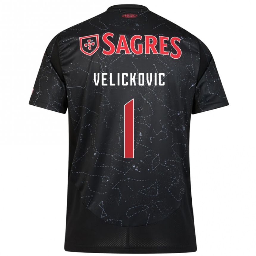 Niño Fútbol Camiseta Luka Velickovic #1 Negro Rojo 2ª Equipación 2024/25 México