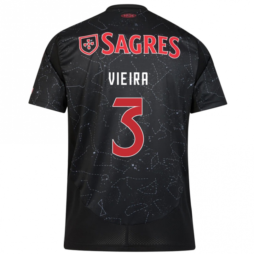 Niño Fútbol Camiseta Miguel Vieira #3 Negro Rojo 2ª Equipación 2024/25 México