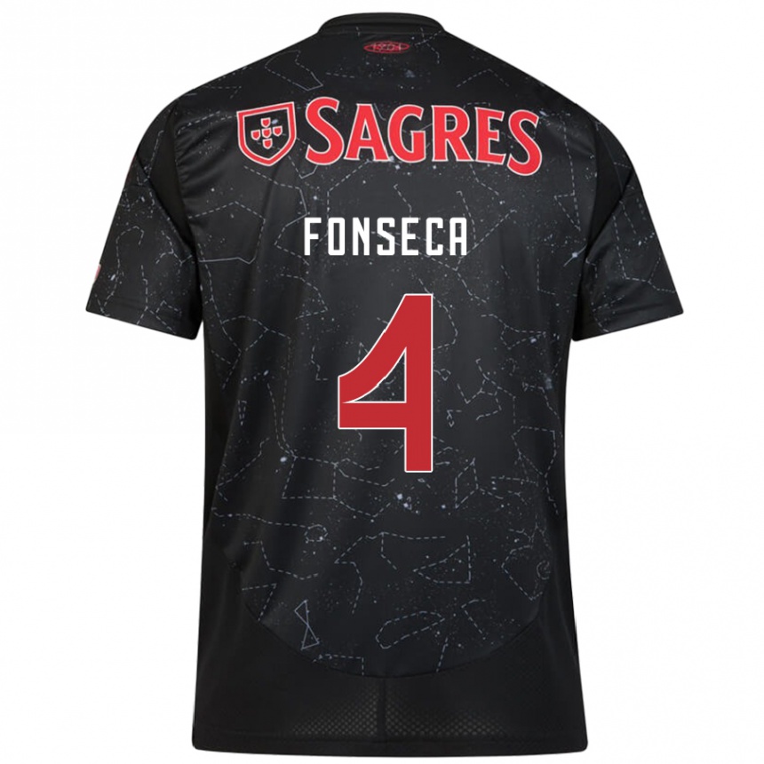 Niño Fútbol Camiseta João Fonseca #4 Negro Rojo 2ª Equipación 2024/25 México