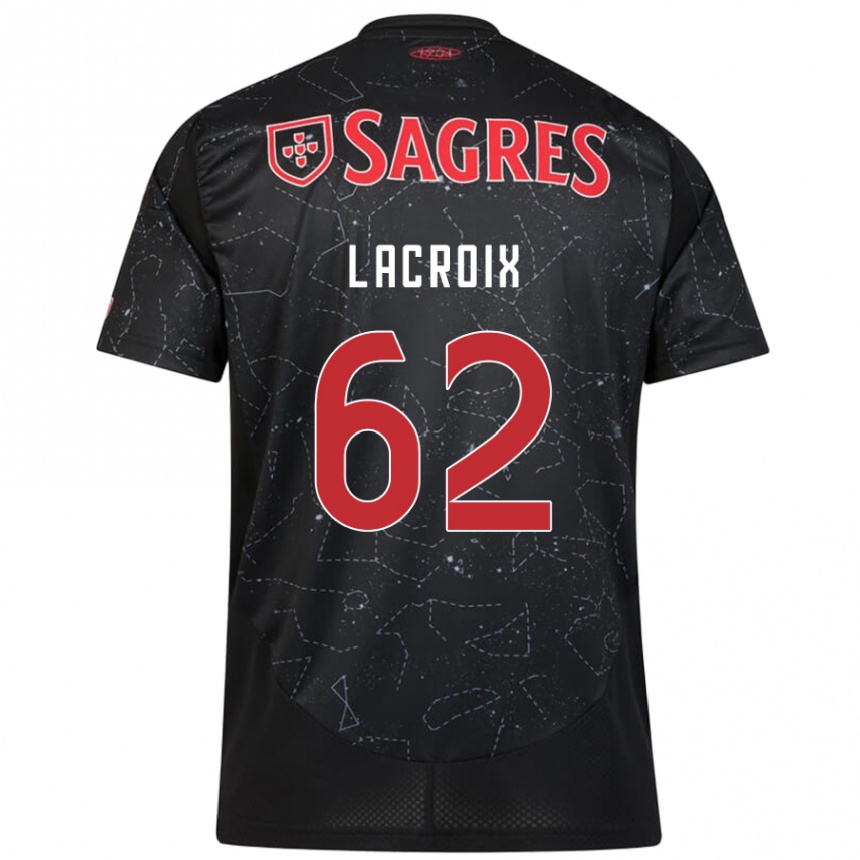 Niño Fútbol Camiseta Lenny Lacroix #62 Negro Rojo 2ª Equipación 2024/25 México