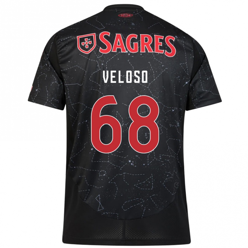 Niño Fútbol Camiseta João Veloso #68 Negro Rojo 2ª Equipación 2024/25 México