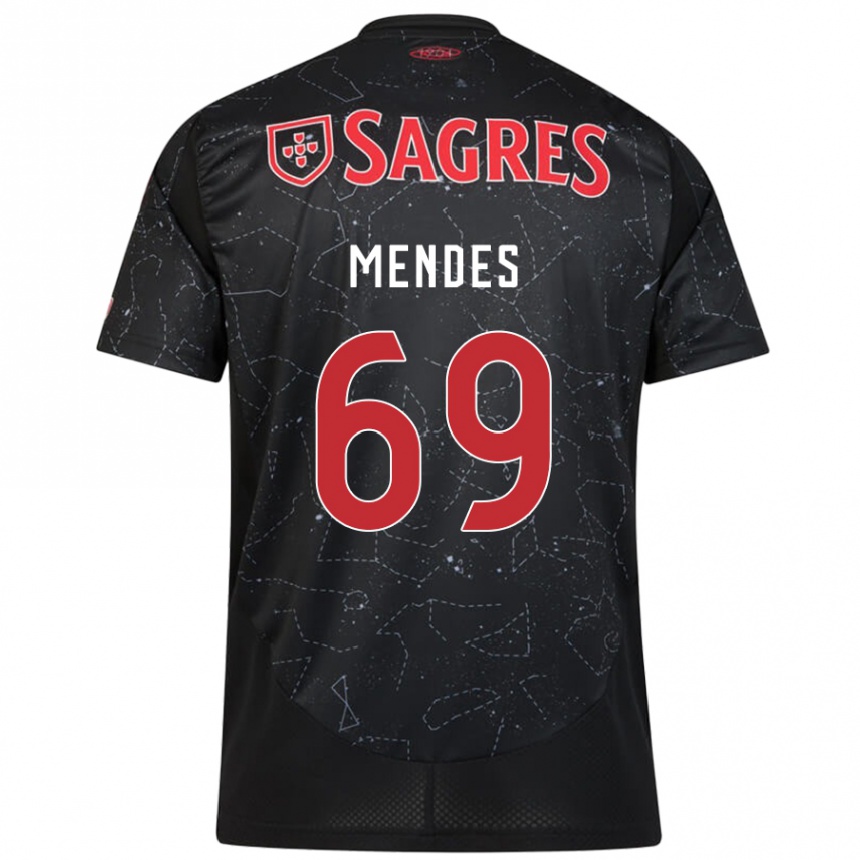 Niño Fútbol Camiseta Vladimir Mendes #69 Negro Rojo 2ª Equipación 2024/25 México