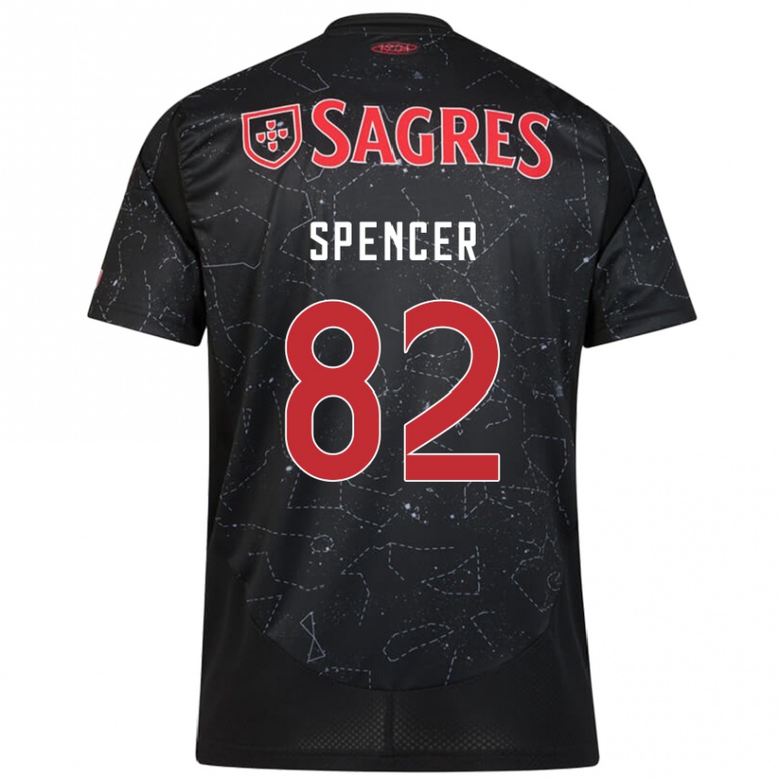 Niño Fútbol Camiseta Diogo Spencer #82 Negro Rojo 2ª Equipación 2024/25 México