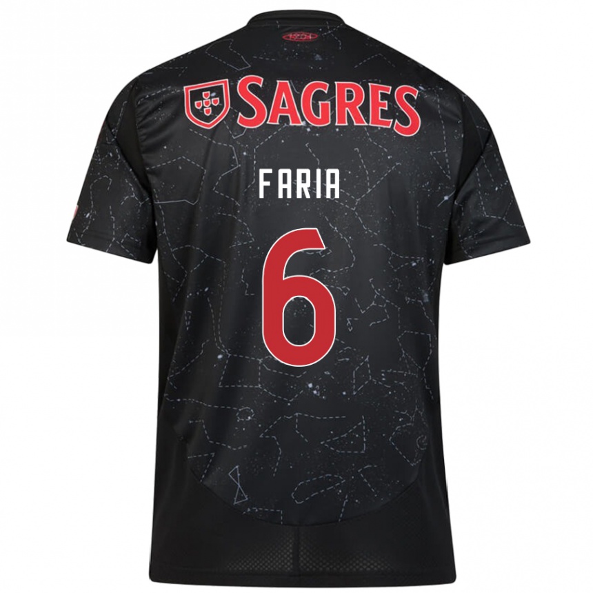 Niño Fútbol Camiseta Andreia Faria #6 Negro Rojo 2ª Equipación 2024/25 México