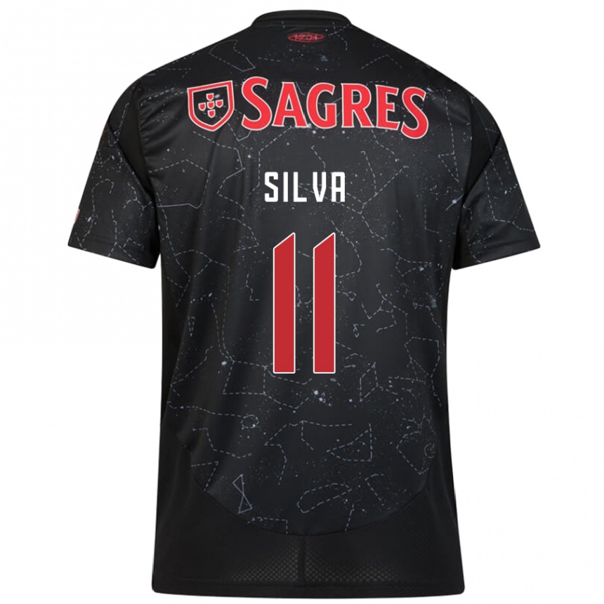 Niño Fútbol Camiseta Jéssica Silva #11 Negro Rojo 2ª Equipación 2024/25 México