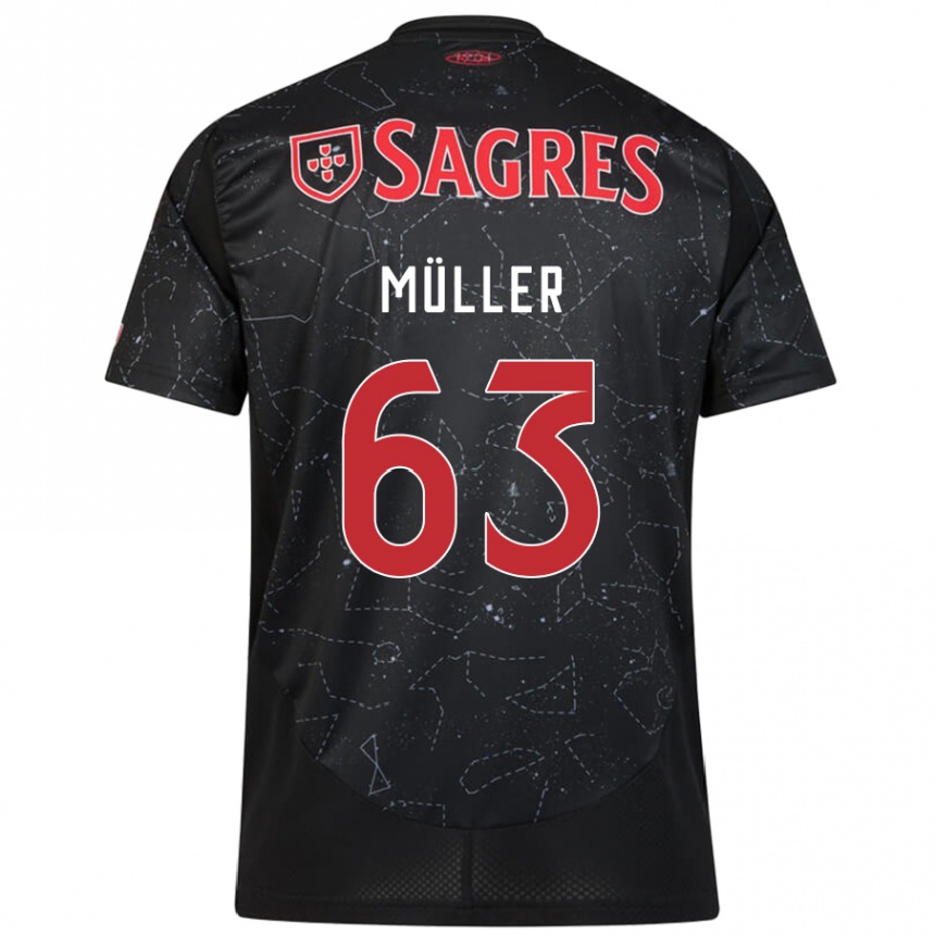 Niño Fútbol Camiseta José Müller #63 Negro Rojo 2ª Equipación 2024/25 México