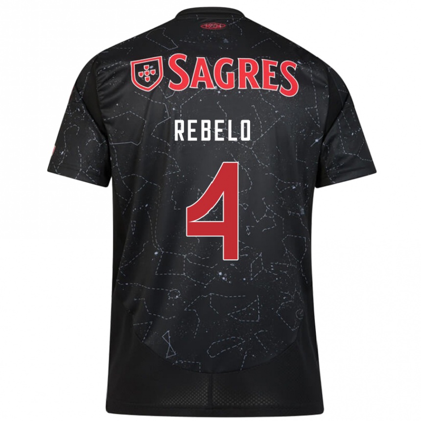 Niño Fútbol Camiseta Silvia Rebelo #4 Negro Rojo 2ª Equipación 2024/25 México