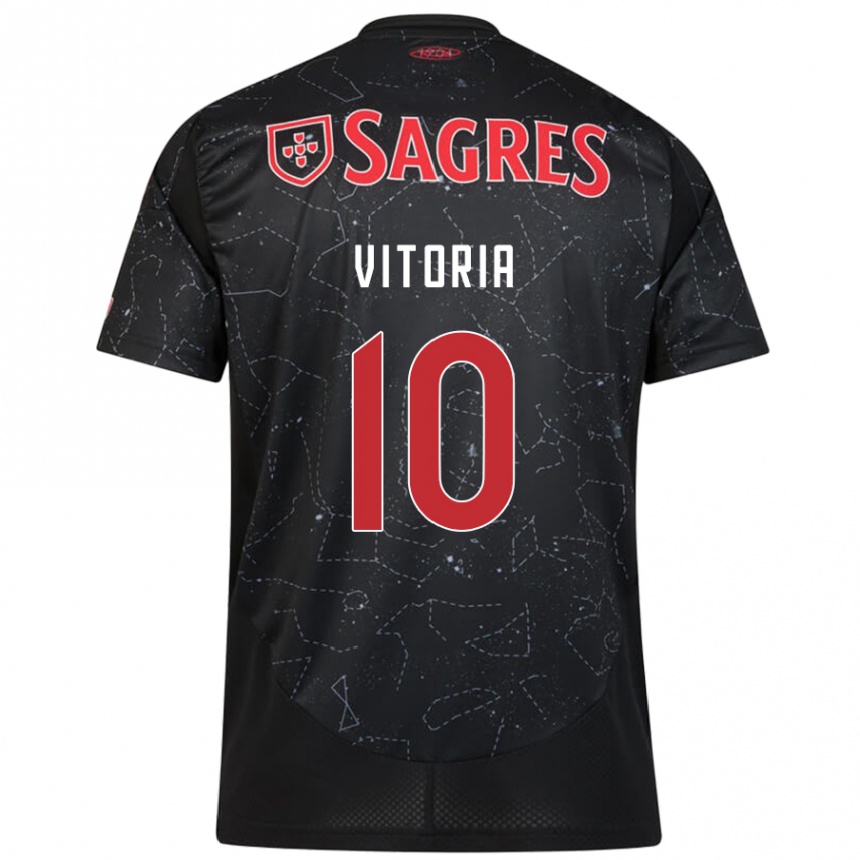 Niño Fútbol Camiseta Ana Vitoria #10 Negro Rojo 2ª Equipación 2024/25 México