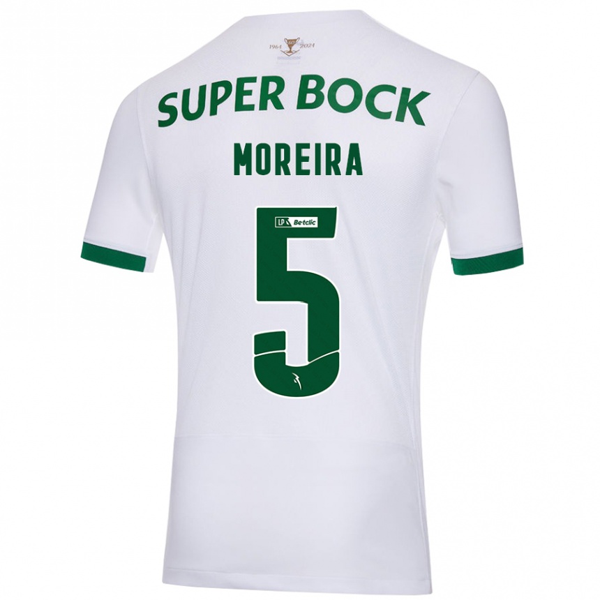 Niño Fútbol Camiseta David Moreira #5 Blanco Verde 2ª Equipación 2024/25 México