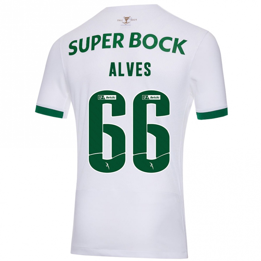 Niño Fútbol Camiseta Miguel Alves #66 Blanco Verde 2ª Equipación 2024/25 México