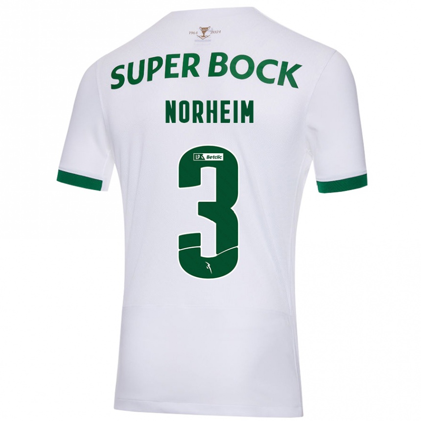 Niño Fútbol Camiseta Andrea Norheim #3 Blanco Verde 2ª Equipación 2024/25 México