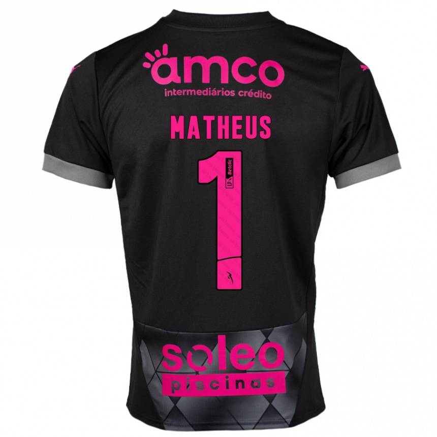 Niño Fútbol Camiseta Matheus #1 Negro Rosa 2ª Equipación 2024/25 México