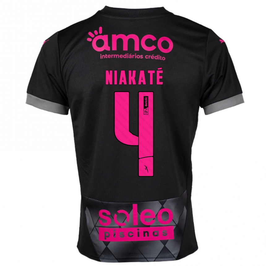 Niño Fútbol Camiseta Sikou Niakaté #4 Negro Rosa 2ª Equipación 2024/25 México