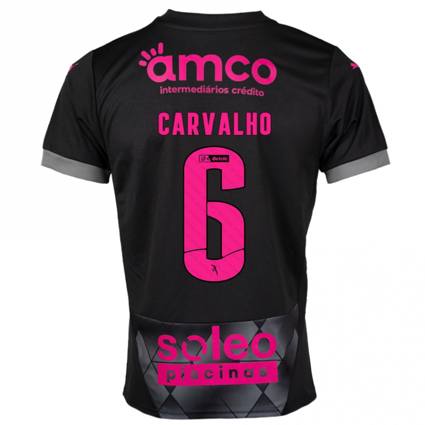 Niño Fútbol Camiseta Vitor Carvalho #6 Negro Rosa 2ª Equipación 2024/25 México